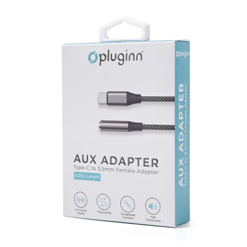 Adapter Pluginn AUX Z na Type C 0.25m crni.
