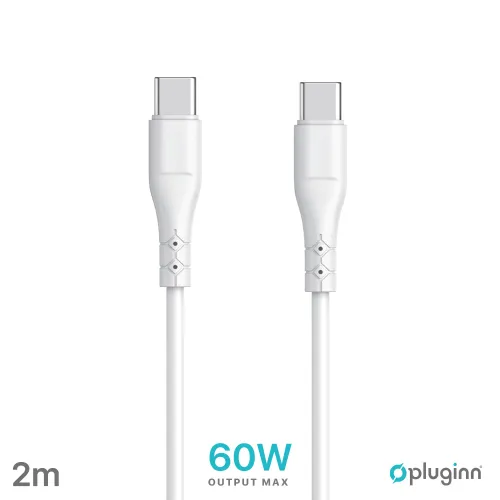 USB Data kabl Pluginn PI-PD 60W Type C na Type C beli 2m.
