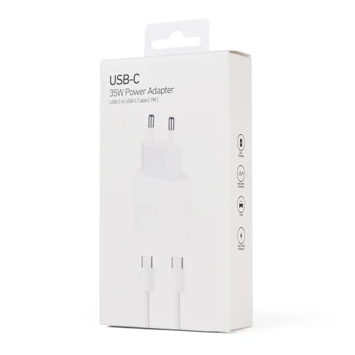 Kucni punjac PD Fast charger 35W za iPhone 15-16 sa PD Type C kablom CE beli.