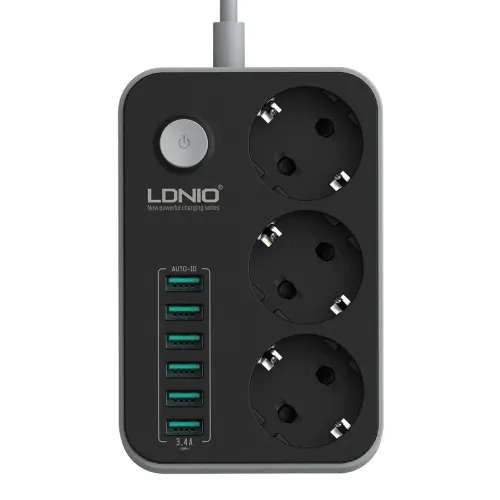 Produzni kabl LDNIO SE3631 3 uticnice 6xUSB 2m.