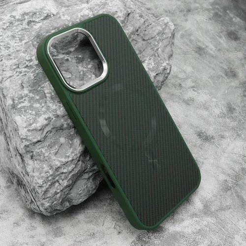 Futrola - maska CARBON MagSafe za iPhone 16 Pro Max (6.9) zelena (big camera) (MS).