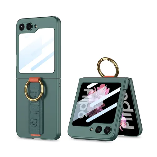 Futrola - maska STRAP RING CASE za Samsung F741B/F761B Galaxy Z Flip 6 5G/Z Flip 7 FE 5G tamno zelena (GKK case) (MS).