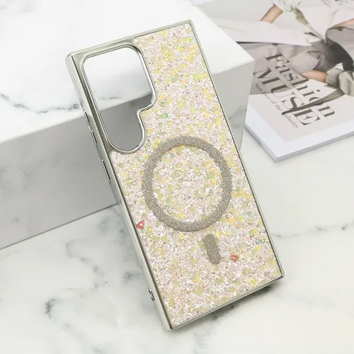 Futrola - maska GLAM GLOW MagSafe za Samsung S928 Galaxy S24 Ultra 5G zlatna (MS).