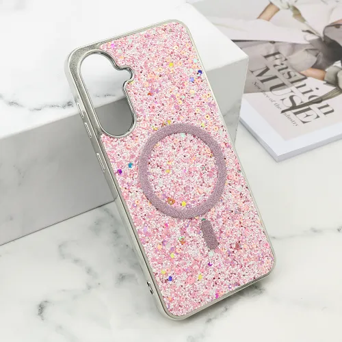 Futrola - maska GLAM GLOW MagSafe za Samsung A366 Galaxy A36 5G roze (MS).