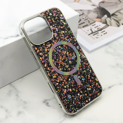 Futrola - maska GLAM GLOW MagSafe za iPhone 16 Pro Max (6.9) crna (MS).