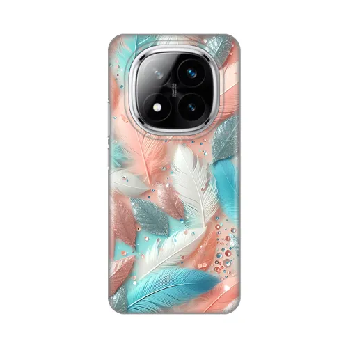 Silikonska futrola - maska print za Xiaomi Redmi Note 14 Pro Plus 5G (EU) Pastel Feathers.