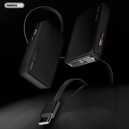 Power bank prenosiva baterija Remax FCP-25 Fast Charging 22.5W(teleskopski kabl) Type-C 10000mAh crni.