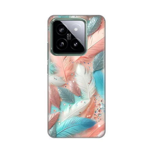 Silikonska futrola - maska print za Xiaomi 14 Pastel Feathers.