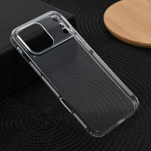 Silikonska futrola - maska Ultra Thin with pluggy za iPhone 17 Pro Max 6.9 Transparent.