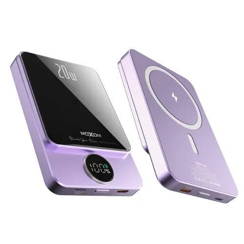 Power Bank prenosiva baterija MagSafe Moxom MX-PB110 LED PD20W 5000mAh ljubicasti (MS).