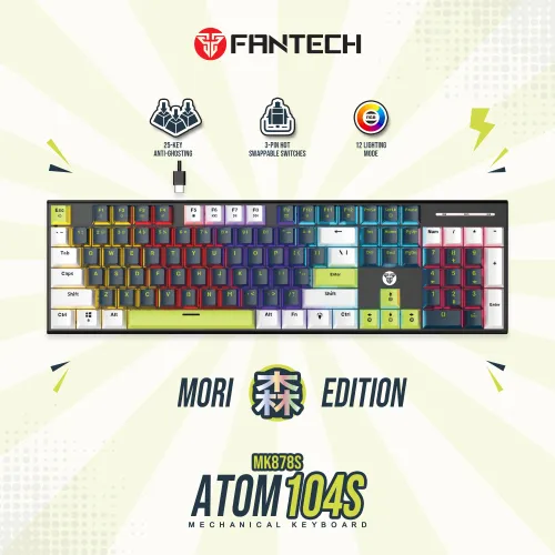 Tastatura Mehanicka Gaming Fantech MK878S RGB Atom 104S Mori plava (Blue switch).