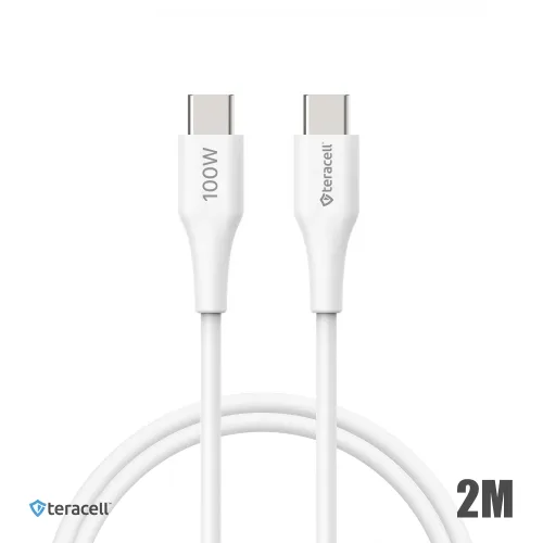 USB Data kabl Teracell Plus 100W PD Type C na Type C beli 2m.