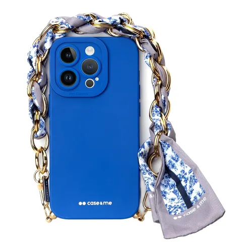 Futrola - maska CASE&ME sa maramom za iPhone 14 Pro Max 6.7 plava.