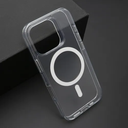 Futrola - maska COLOR FRAME MagSafe za iPhone 16 Pro (6.3) srebrna (providna) (MS).