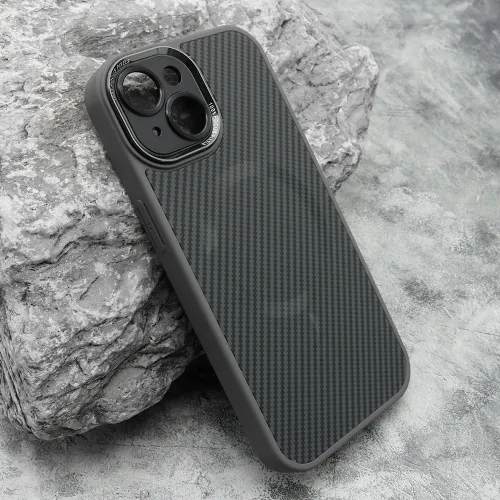 Futrola - maska CARBON MagSafe za iPhone 15 (6.1) siva (small camera) (MS).