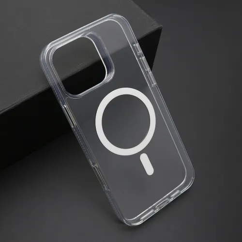 Futrola - maska COLOR FRAME MagSafe za iPhone 16 Pro Max (6.9) srebrna (providna) (MS).