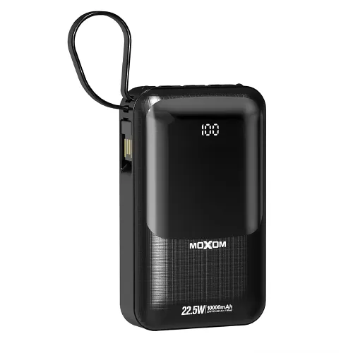 Power Bank prenosiva baterija Moxom MX-PB76 10000mAh 20W PD LCD ekran / displej 3 in 1 sa kablom crni (MS).