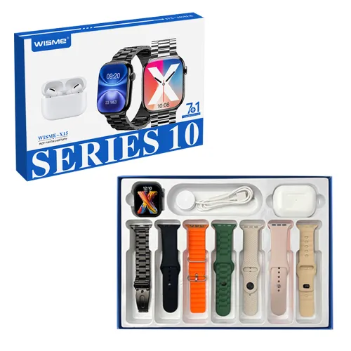 Smart watch WISME-X15 crni i bluetooth slusalice set (7 narukvica) (MS).