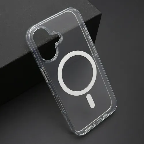 Futrola - maska COLOR FRAME MagSafe za iPhone 16 (6.1) srebrna (providna) (MS).