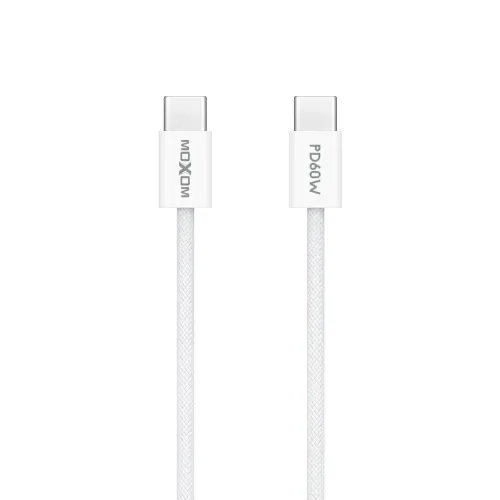 USB data kabl MOXOM MX-CB369 pleteni Fast 60W 3A Type-C na Type-C 1m beli (MS).