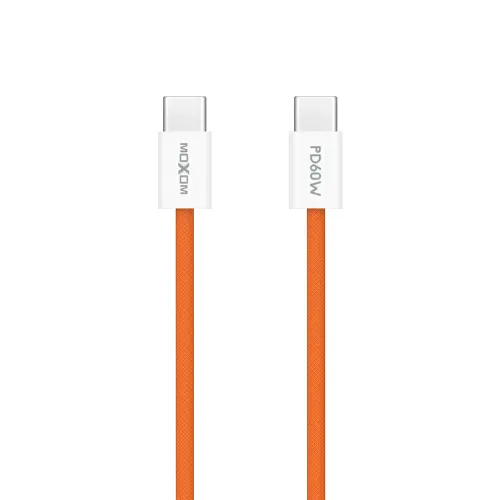 USB data kabl MOXOM MX-CB369 pleteni Fast 60W 3A Type-C na Type-C 1m narandzasti (MS).