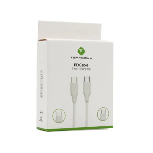USB Data kabl Teracell Plus 45W PD Type C na Type C beli 2m.