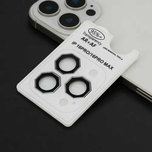 Folija za zastitu kamere OCTAGON DIAMOND za iPhone 16 Pro (6.3)/16 Pro Max (6.9) crna (MS).