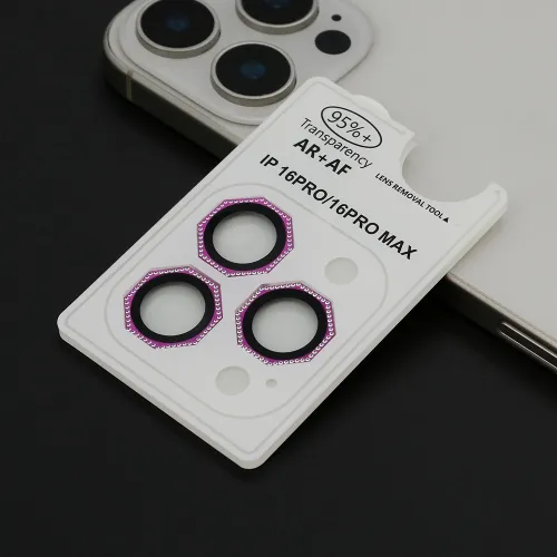 Folija za zastitu kamere OCTAGON DIAMOND za iPhone 16 Pro (6.3)/16 Pro Max (6.9) crvena (MS).