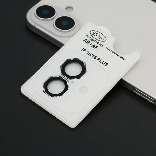 Folija za zastitu kamere OCTAGON DIAMOND za iPhone 16 (6.1)/16 Plus (6.7) crna (MS).