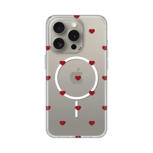 Futrola - maska print Magsafe za iPhone 15 Pro 6.1 Red Hearts.