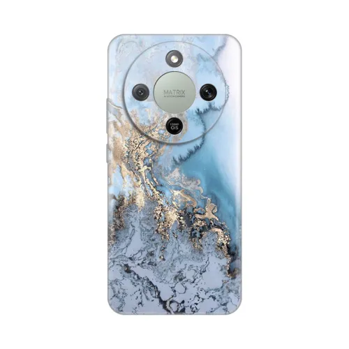 Silikonska futrola - maska print za Huawei Honor Magic 8 Lite Blue Gold Marble.