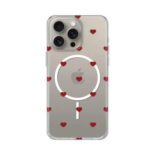 Futrola - maska print Magsafe za iPhone 15 Pro Max 6.7 Red Hearts.