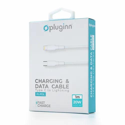 USB Data kabl Pluginn PI-PDL 20W Type C na Lightning beli 1m.