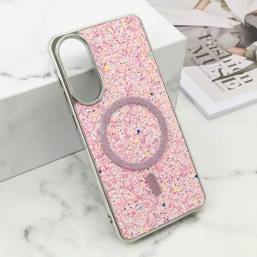 Futrola - maska GLAM GLOW MagSafe za Samsung S937 Galaxy S25 Edge 5G roze (MS).