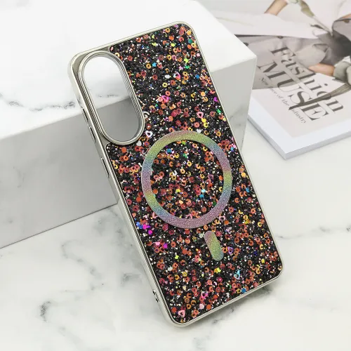 Futrola - maska GLAM GLOW MagSafe za Samsung S937 Galaxy S25 Edge 5G crna (MS).