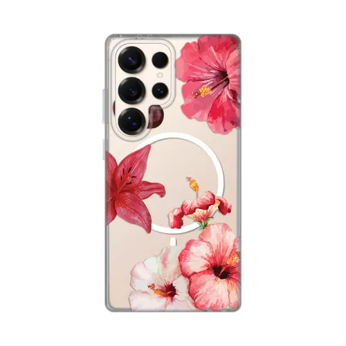 Futrola - maska print Magsafe za Samsung S938 Galaxy S25 Ultra Hibiscus.