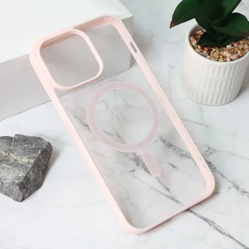 Futrola - maska Magsafe Frame Color za iPhone 15 Pro Max 6.7 roze.