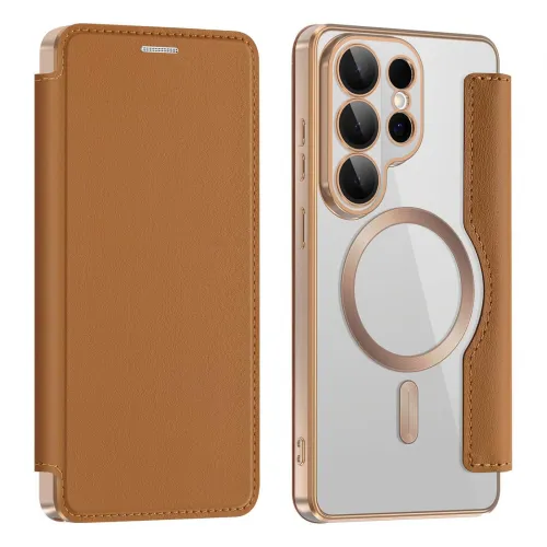 Futrola - maska Magsafe Lux Bi Fold za Samsung S948 Galaxy S26 Ultra braon.