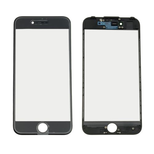 Staklo touchscreen-a + frame + OCA za iPhone 7 Crno (Crown Quality).