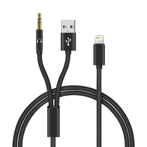 Adapter audio 2-in-1 lightning na 3.5mm + AUX crni (MS).