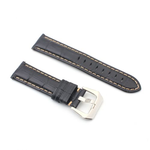 Narukvica elegant relief kozna za smart watch 22mm crna.