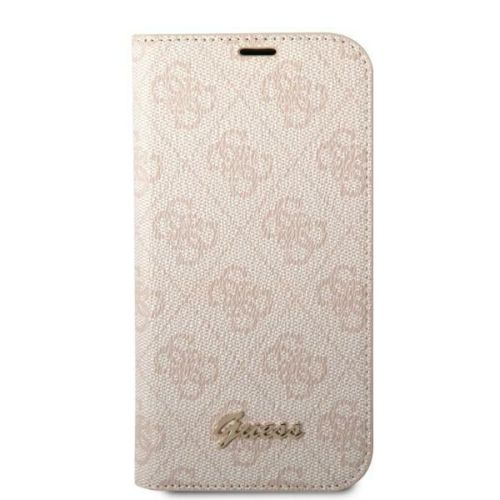 Futrola - maska Guess BT PC/TPU 4G PU Script Metal za iPhone 14 Pro 6.1 pink (GUBKP14LHG4SHP).