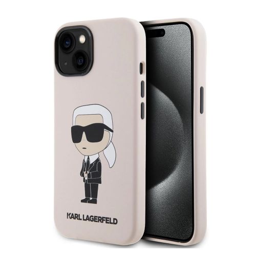 Futrola - maska Karl Lagerfeld Hc Silicone NFT Ikonik za iPhone 15 6.1 roze (KLHCP15SSNIKBCP).