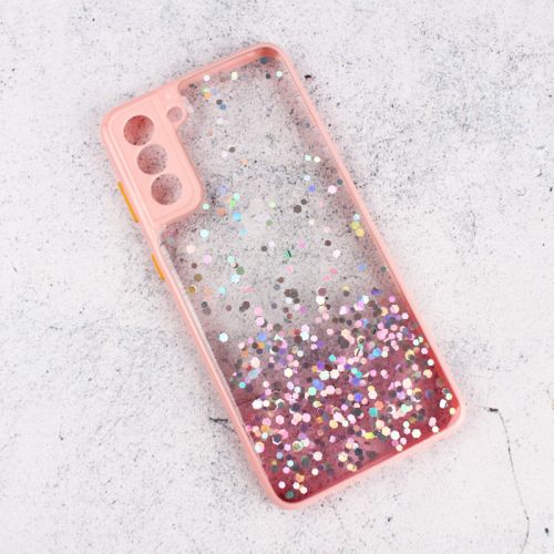 Futrola - maska Frame Glitter za Samsung G996B Galaxy S21 Plus 5G roze.