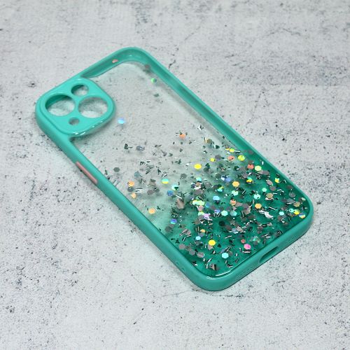 Futrola - maska Frame Glitter za iPhone 13 6.1 mint.