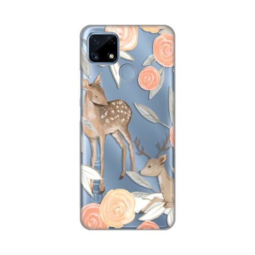 Silikonska futrola - maska print Skin za Realme C25 Flower Deer.