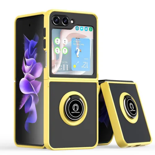 Futrola - maska Ring Magnet za Samsung F731B Galaxy Z Flip 5 5G zuta.