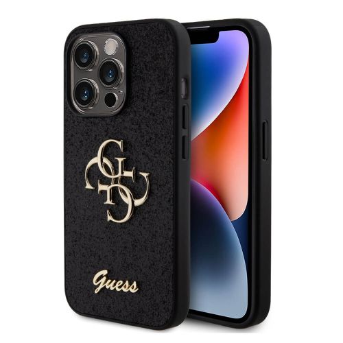 Futrola - maska Guess Hc Fixed Glitter 4G Big Metal Logo za iPhone 15 Pro 6.1 crna (GUHCP15LHG4SGK).