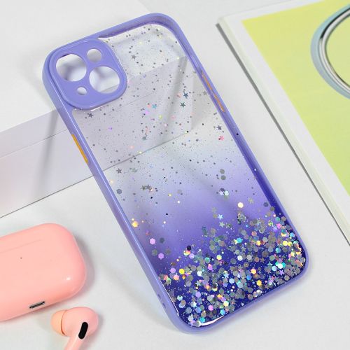 Futrola - maska Frame Glitter za iPhone 15 Plus 6.7 ljubicasta.