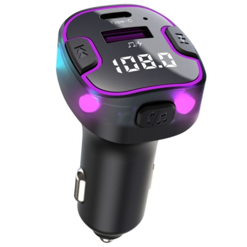 FM transmiter C49 USB, PD, QC 3.0 Bluetooth 5.0, RGB, Slušalice handsfree crni.